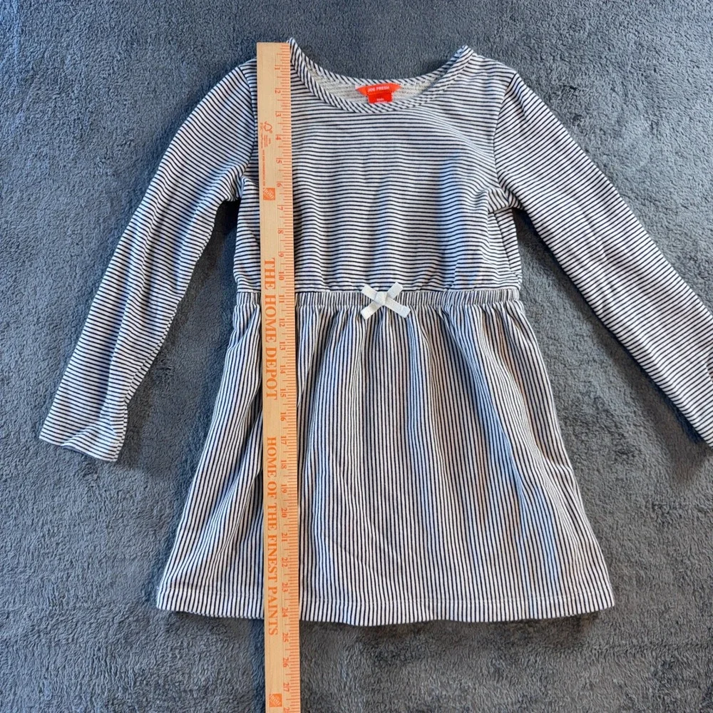 Joe Fresh Kids Long Sleeve Navy White Striped Dress Size 7-8 French Girl Classic